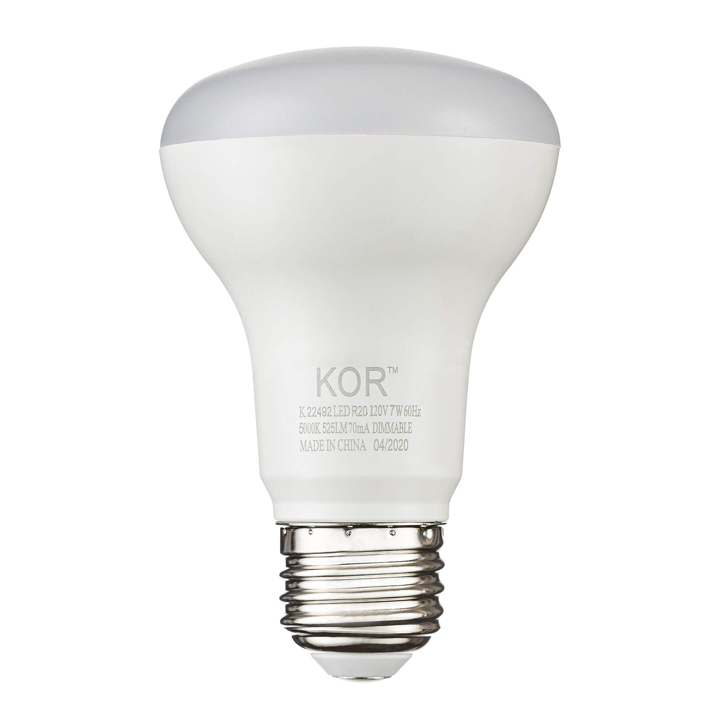 KOR R20 LED Flood Light Bulbs, 50W Equivalent, 5000K Bright White, 6-Pack