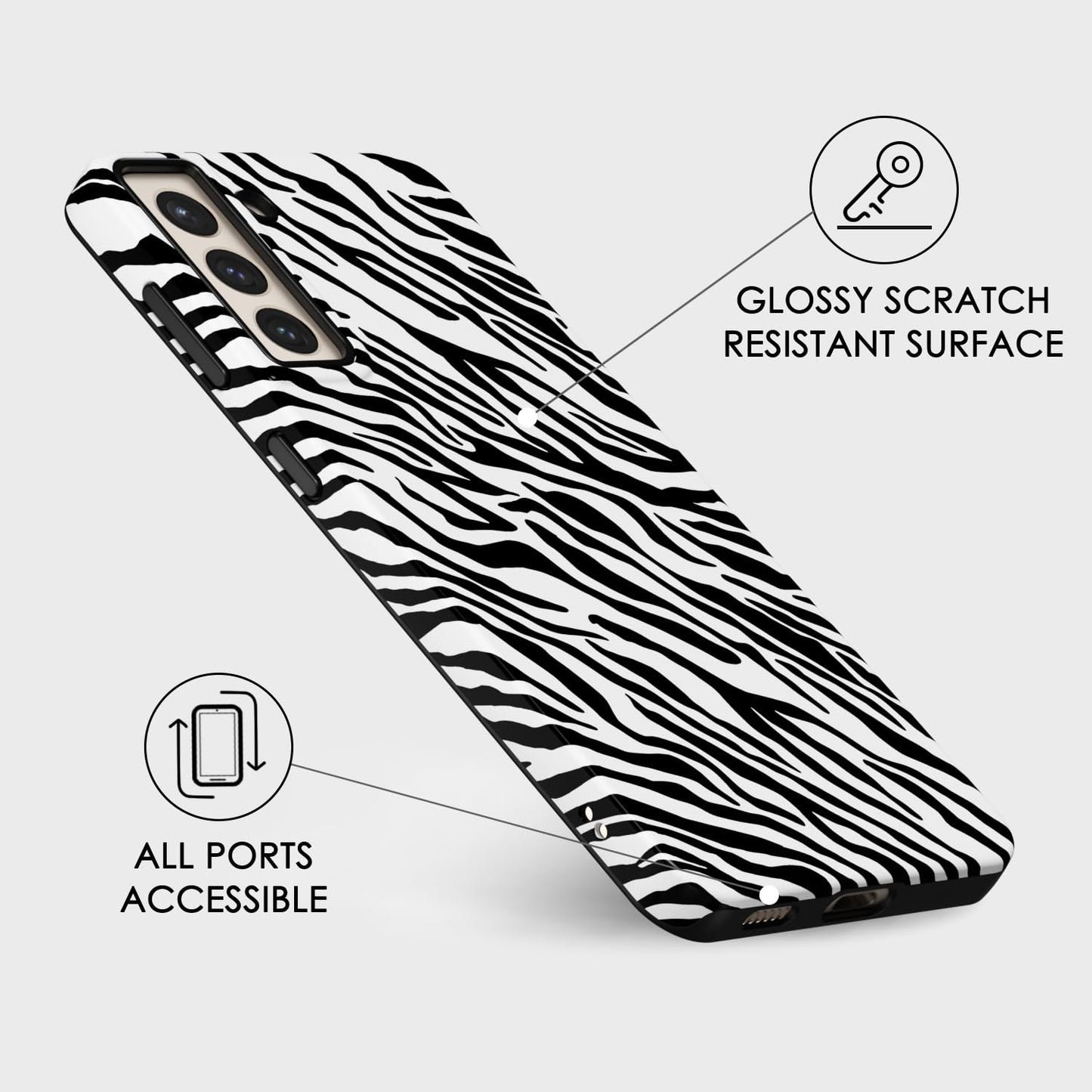 Svanove Zebra Print Phone Case for Samsung Galaxy S25 Plus Case Girly, Cute Zebra Case for Women Girls, Luxury Trendy Retro Animal Print Design