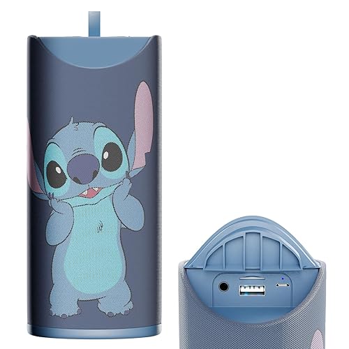 iJoy Disney Lilo and Stitch Wireless Bluetooth Speaker- Splashproof Rechargeable Wireless Speaker with 3 Hours Playtime/SD Slot/FM Radio- Stitch