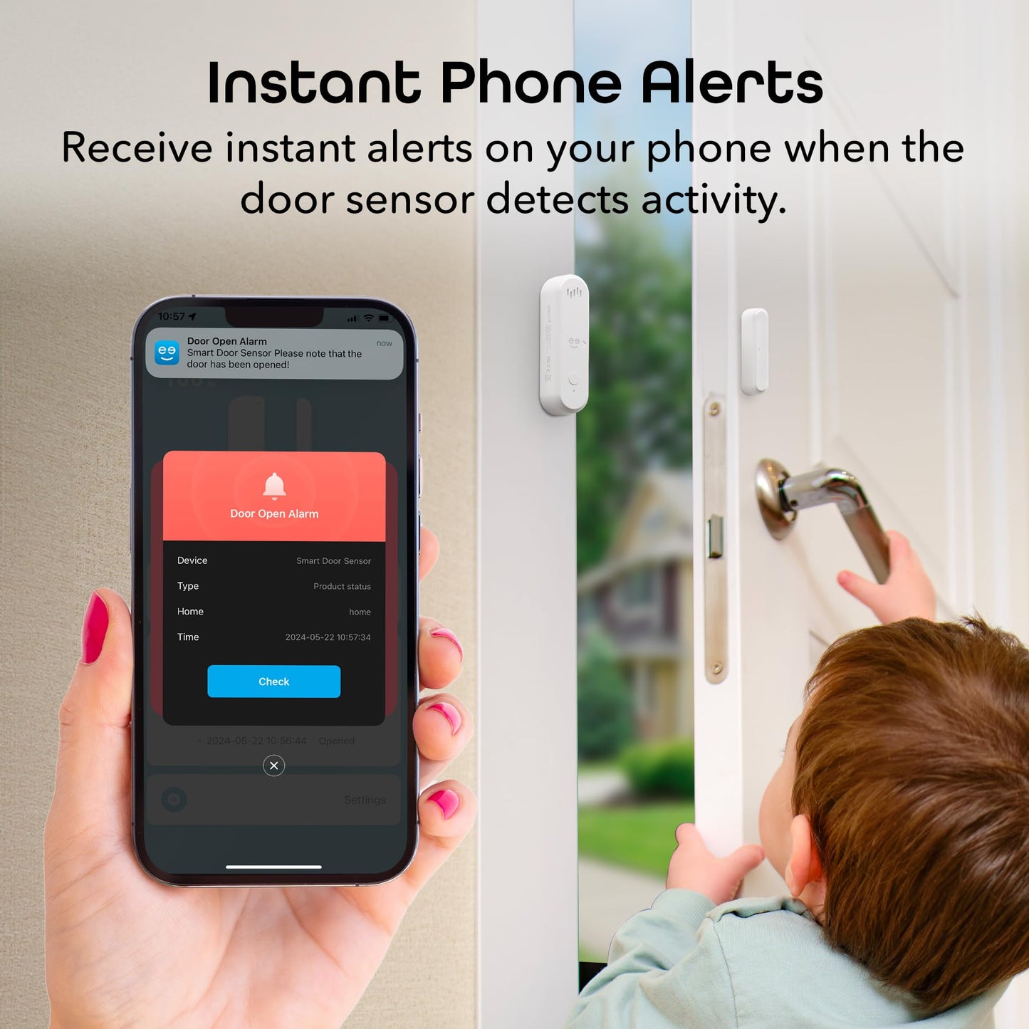 Geeni Smart Door and Window Sensor Alarm 2 Pack WiFi Battery Powered Security Sensor with Siren, Instant Alerts, Alexa & Google Assistant Compatible
