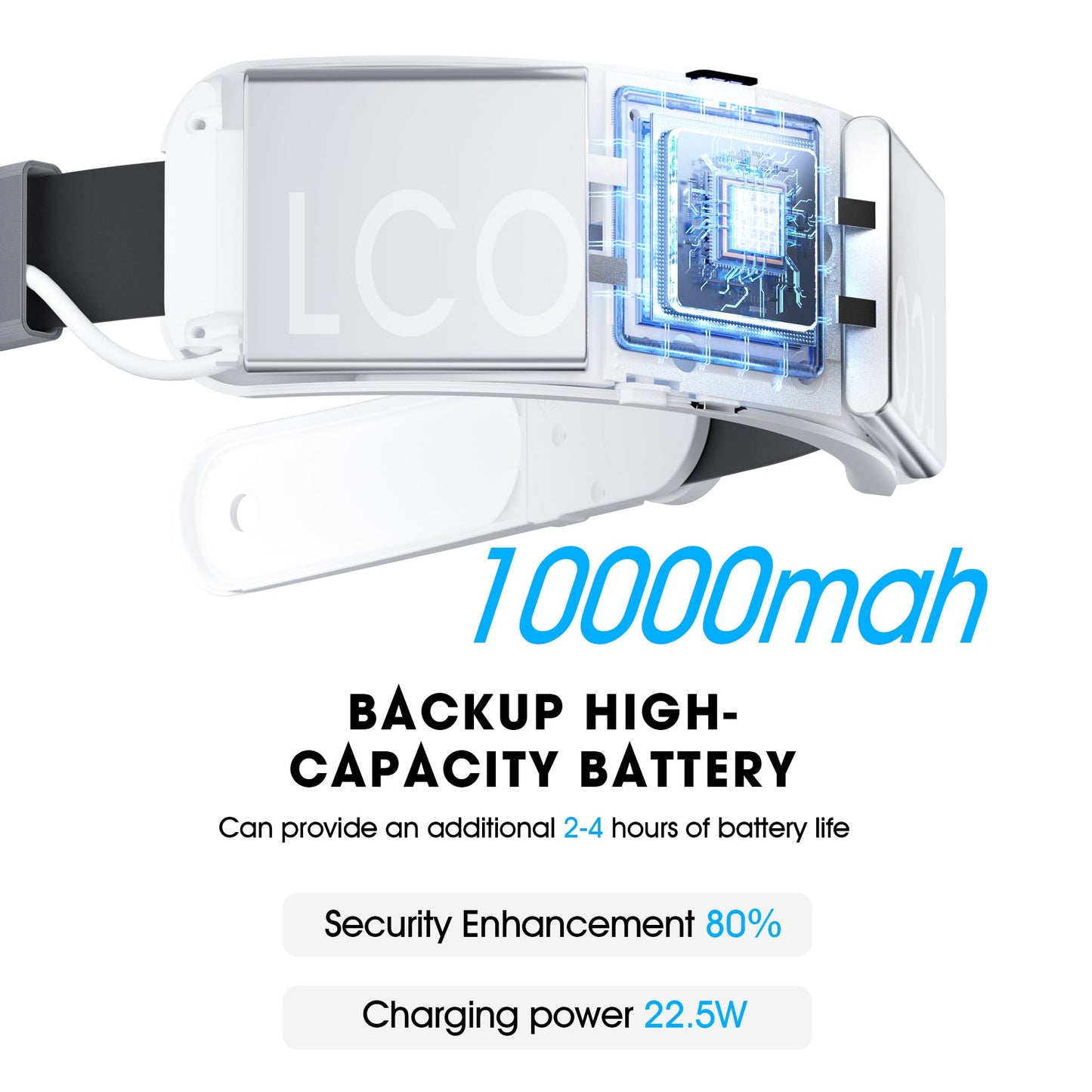WOUNMTT VR Head Set Strap with 10000mAh Battery for Meta Quest 3/3S - Patented One-Click Release, Adjustable Detachable Design Compatible with Quest 2
