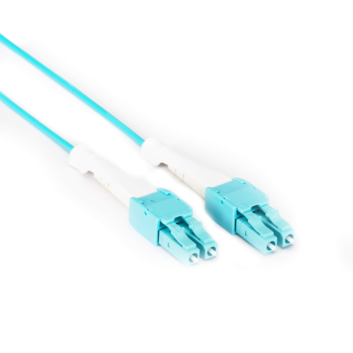 Black Box OM4 50/125 Fiber Patch Cable, Push-Pull Tabs, PVC, LCLC, Aqua, 3M
