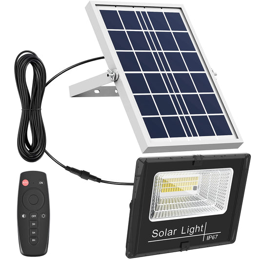 kakalights Solar Flood Light Outdoor Remote 6000K Bright White Floodlights Ip65 Waterproof Solar Power Security Light Auto On/Off Dusk to Dawnl