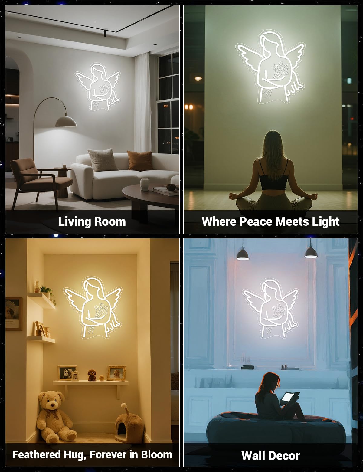 Angel Neon Sign for Wall Decor, White LED Neon Light Signs for First Time Grandma Mother's Day Gifts, Retired Gifts for Coworkers Friends (White