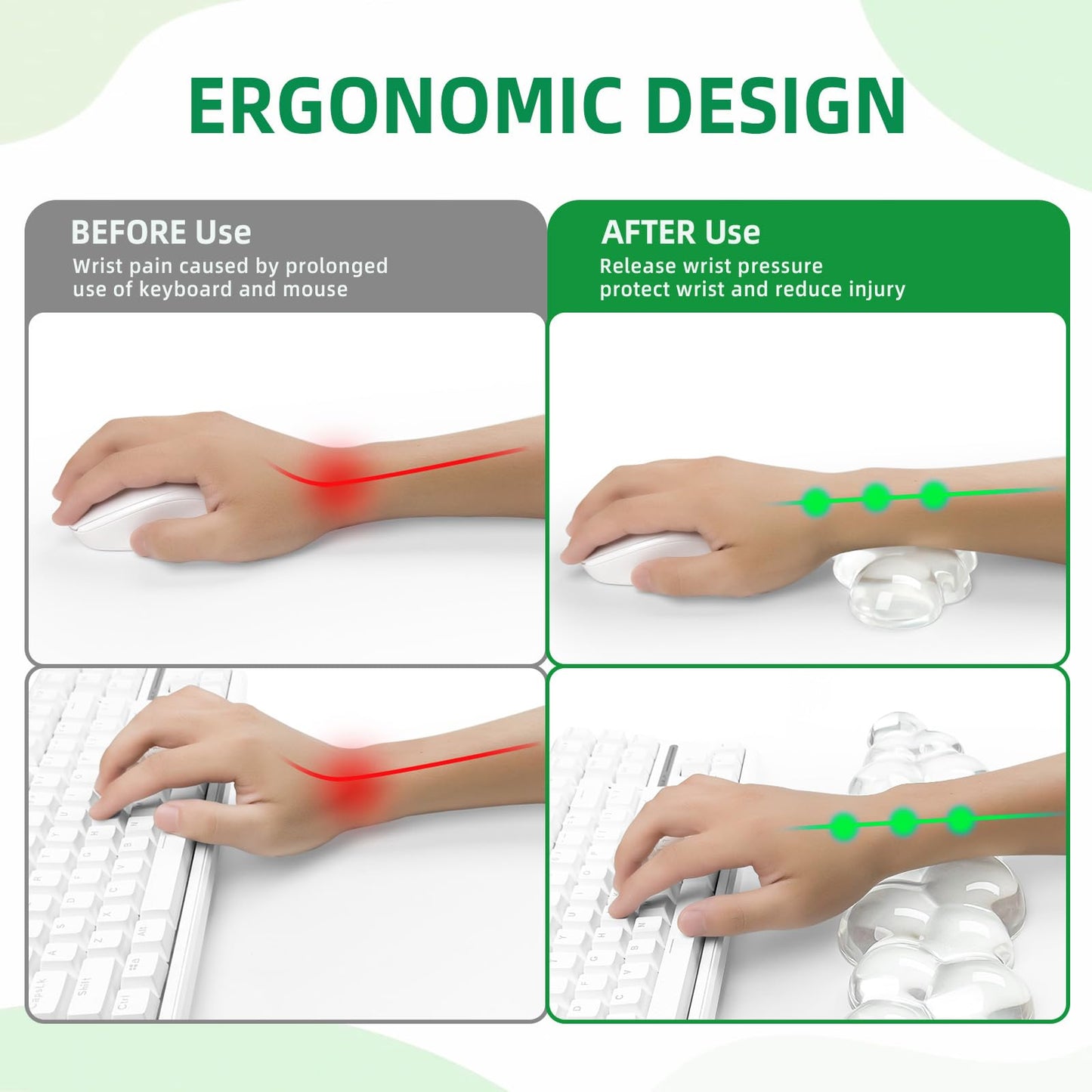 Gel Cloud Keyboard and Mouse Wrist Rest Set, Cute Ergonomic Wrist Support and Arm Support Keyboard Rest for Typing Pain Relief?Suitable