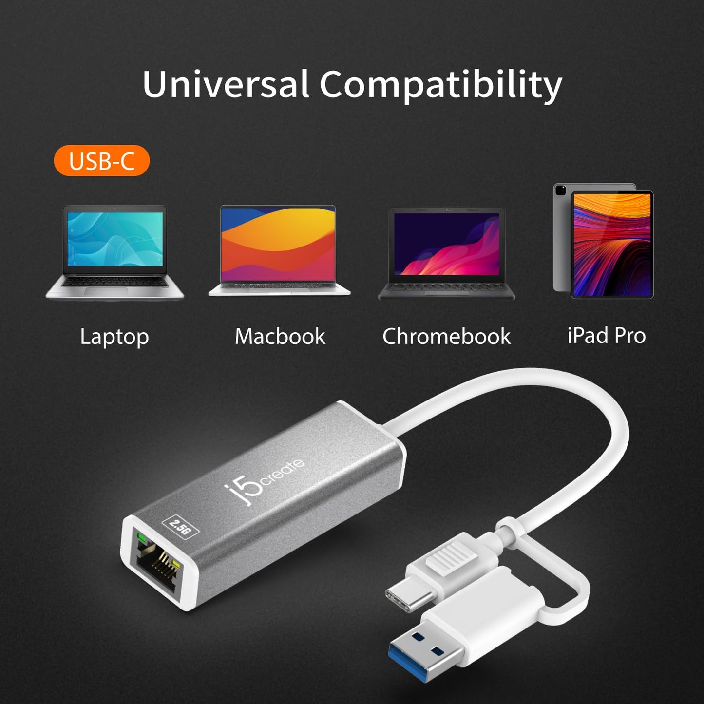 j5create USB-C to 2.5 Gigabit Ethernet Adapter (JCE145C)