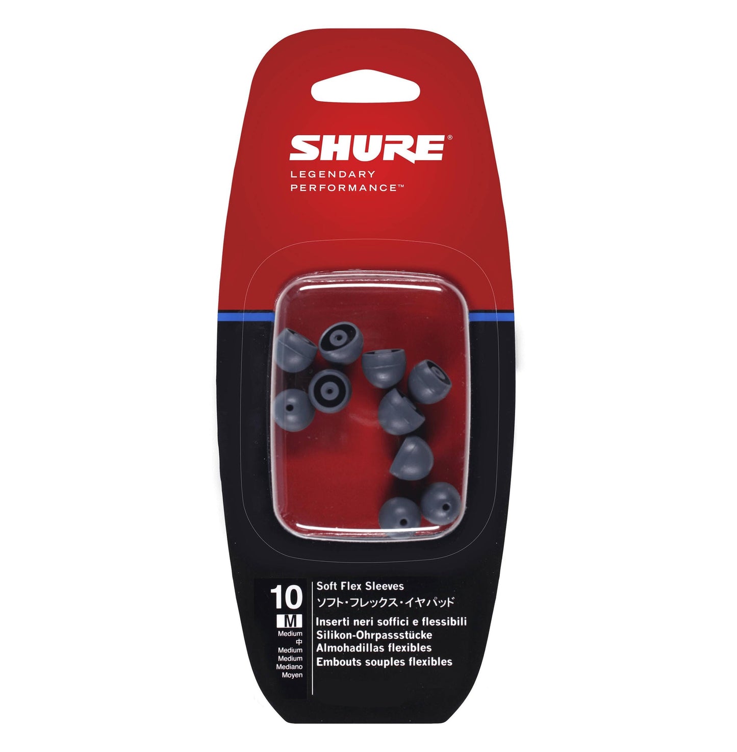 Shure EASFX1 Gray Soft Flex Sleeves, Medium, 10 Pack (5 Pairs), Replacements for E1, E3, E4, E5, SCL3, SCL4, SCL5, SE110, SE210, SE310, SE420, SE530
