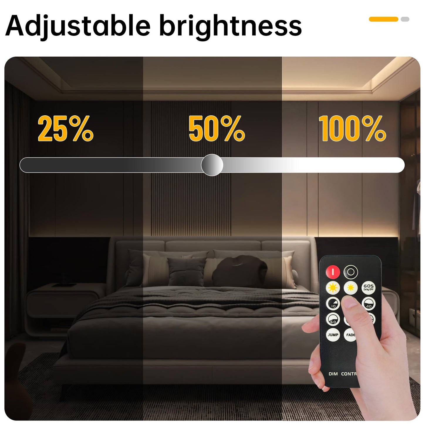 CtrlCV COB 24V LED Strip Light, Adjustable Brightness Strip Light, 16.4ft, CRI90+, DC Connector, for DIY Home Lighting, Living Room, Bedroom (with
