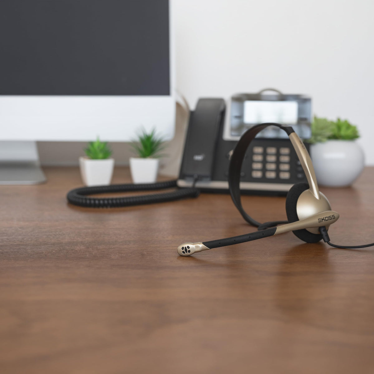 Koss CS95-USB Single-Sided On-Ear Communication Headset, Beige, USB-A Plug