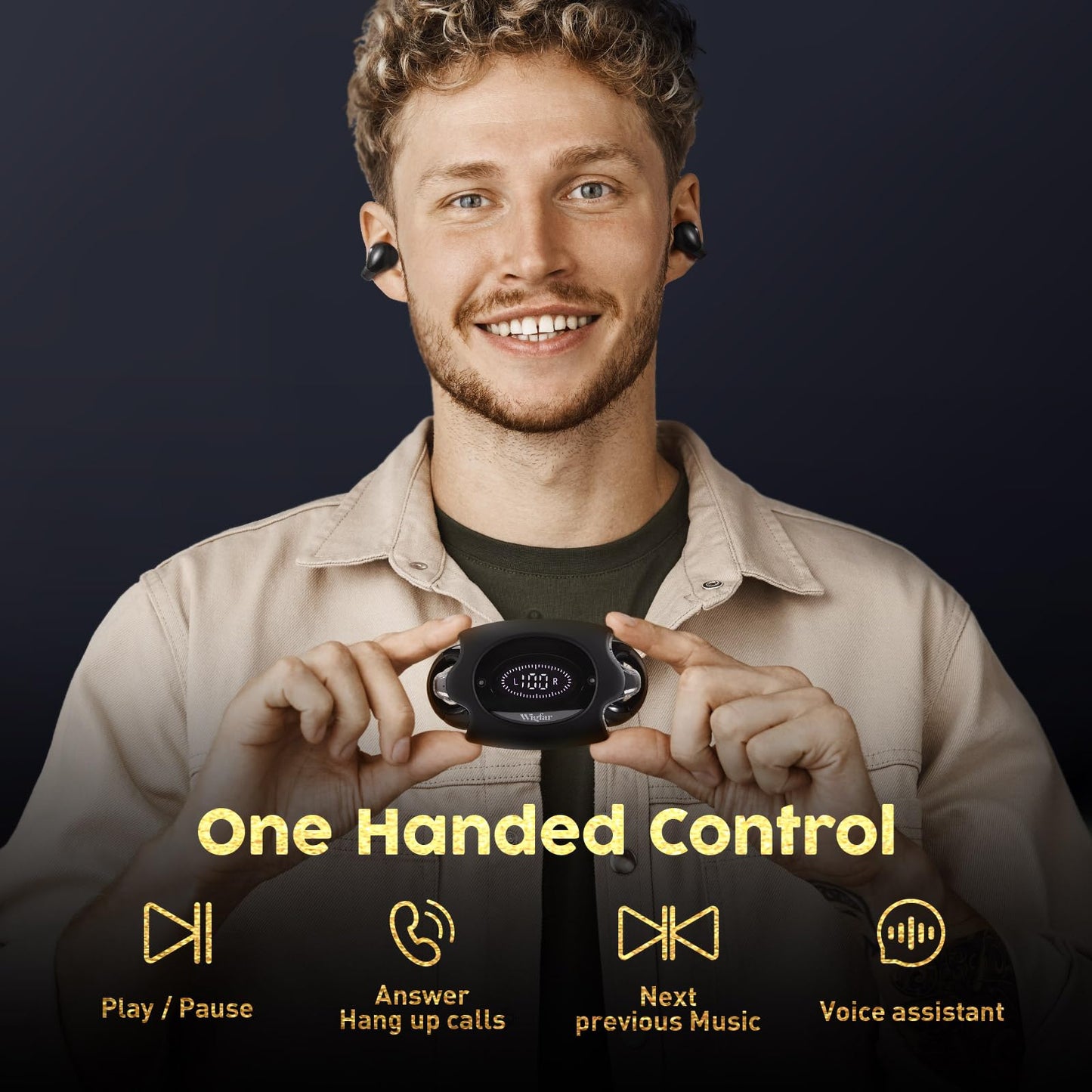 Wigfar Open Ear Headphones True Wireless Bluetooth Headphones, Ear Clip Earbuds, Sweat Resistant, Fast Charging, 24HRS Playtime, Open Ear Earbuds…