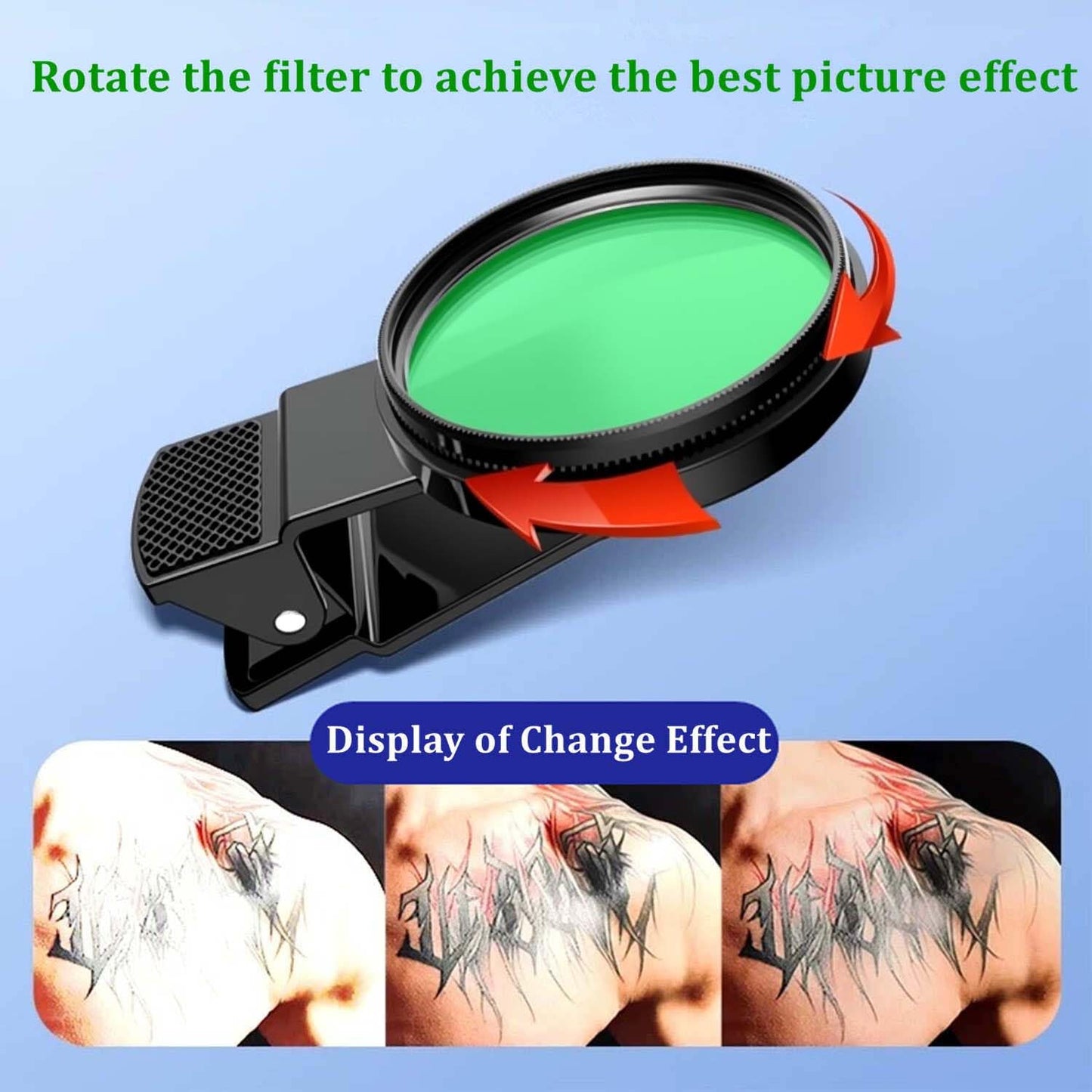 CPL Polarizing Filter for Phone,52mm Camera Lens Filter with Lens Clip Compatible for iPhone 14 Pro Max 13 Pro Max 13 Mini 12 11 X XS Max Samsung