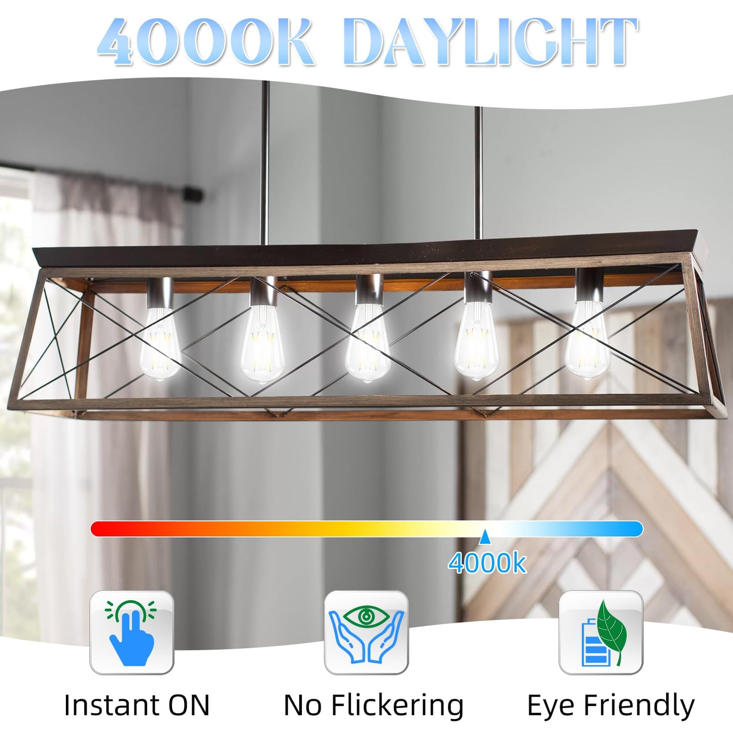 GvvooHome Edison Bulbs E26 LED Bulb 60 watt Equivalent 4000K Daylight White