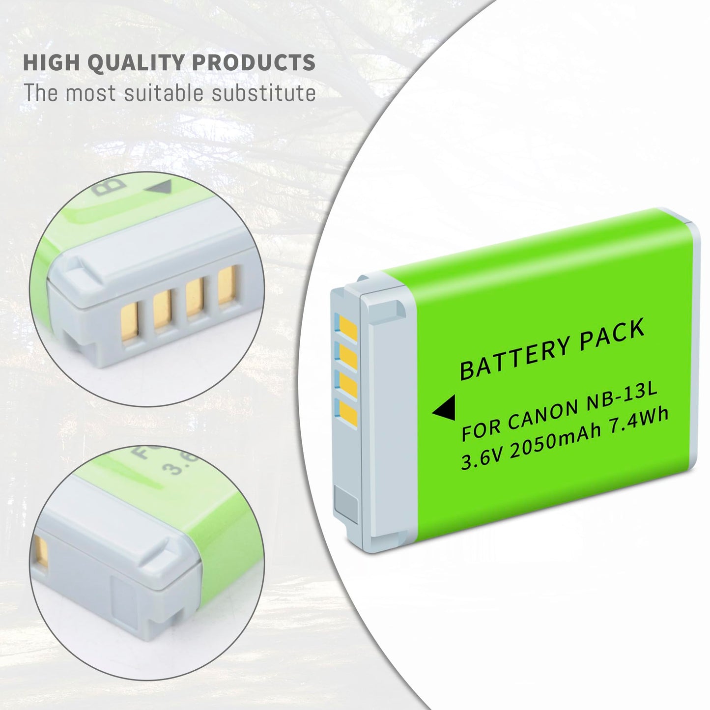 2Pack NB-13L NB13L Battery with Dual Fast Charger Compatible for Canon PowerShot G7 X Mark II, G7 X, G1 X Mark III, G5 X, G5X Mark II, G9 X, G9 X Mark