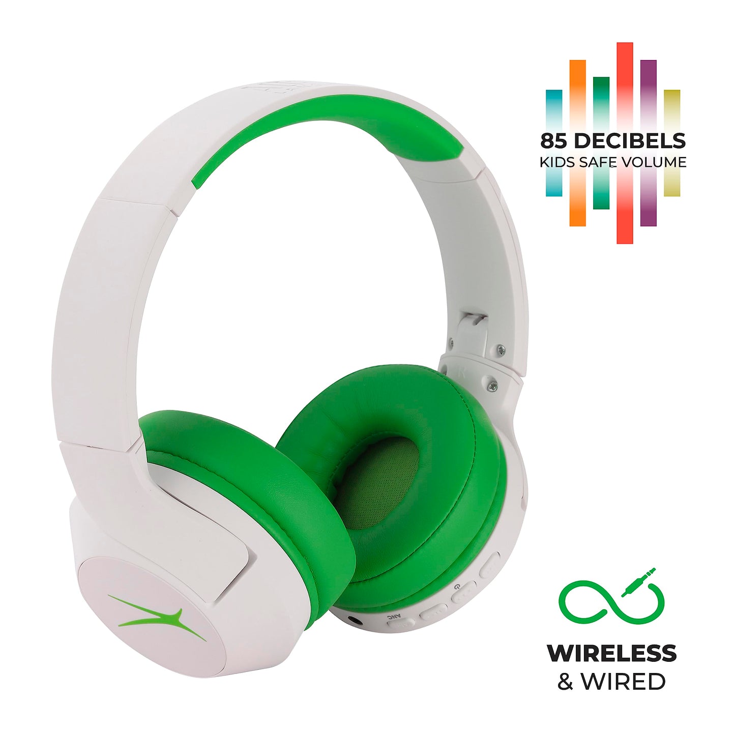 Altec Lansing Kid Safe Noise Cancelling Wireless Headphones 15H Battery, 85dB Volume Limit, Foldable Design Powerful Sound, Active Noise Cancellation