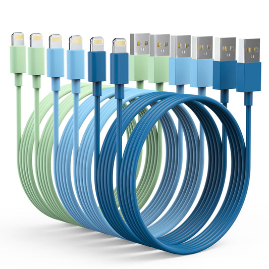 6Pack iPhone Charger (3/3/6/6/6/9 FT) Apple MFi Certified Multiple Colour Lightning Cable Fast Charging High Speed Transfer Cord for iPhone 14 13 12…