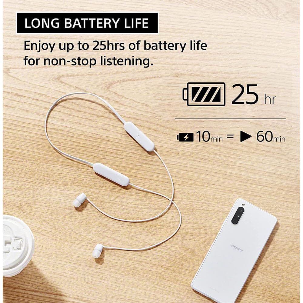 Sony WI-C100 Wireless in-Ear Bluetooth Headphones with Built-in Mic, Black