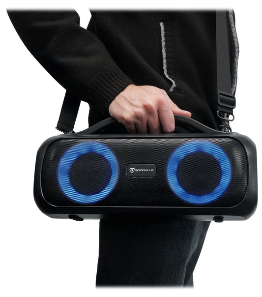 Rockville Go Party D4 30W Portable LED Bluetooth Speaker, Deep Bass, IPX5 Water Resistant, TWS Linking, Long Battery Life, Perfect for Parties