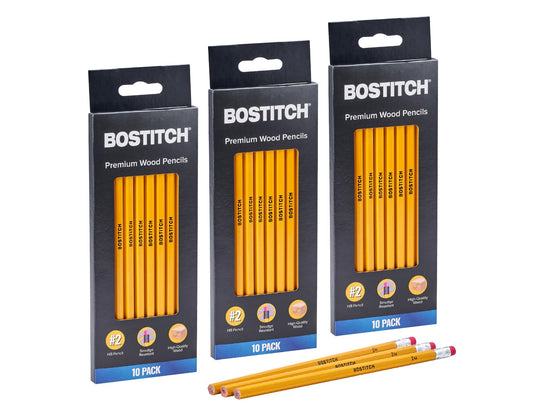 Bostitch Premium #2 Pencils, Premium Wood, Unsharpened, HB Graphite, 30-Count