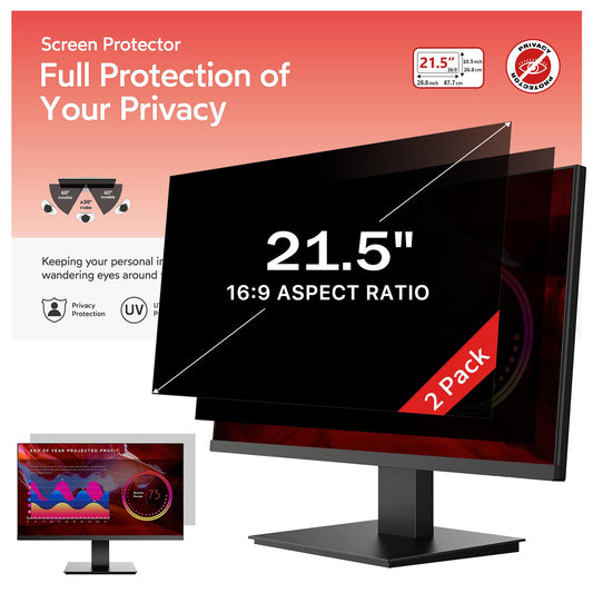 BERSEM 21.5 Inch Monitor Computer Privacy Screen Filter for 16:9 Ratio,Removable Monitor Anti-Glare & Privacy Filters for 21.5 Inch, Anti Blue Light