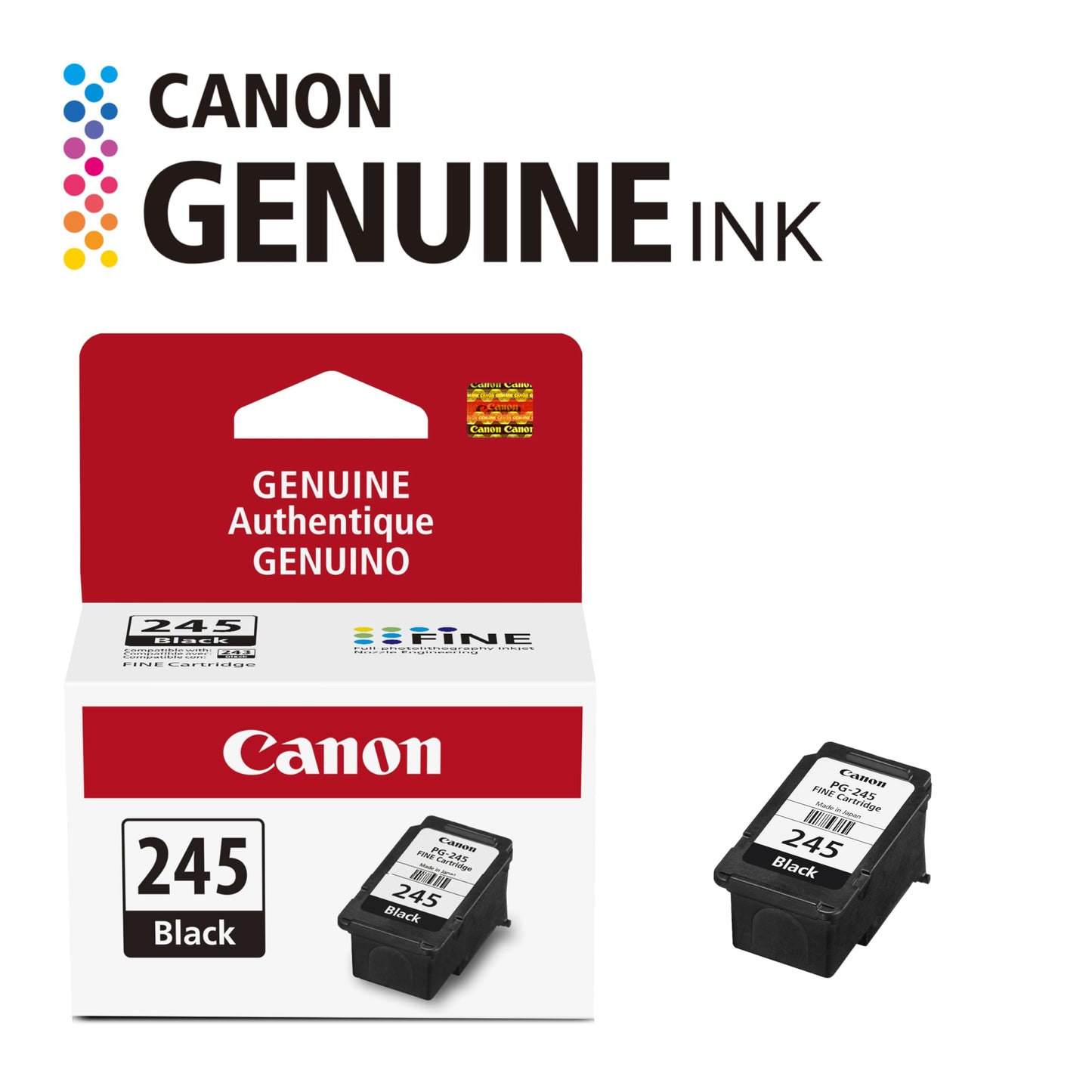 Canon PG-245 Genuine Black Ink Cartridge, Compatible with iP2820, MG2420/2924/2920/3020/2522/2525, MX492, TS3120/302/302a/202/202a/4520/3320