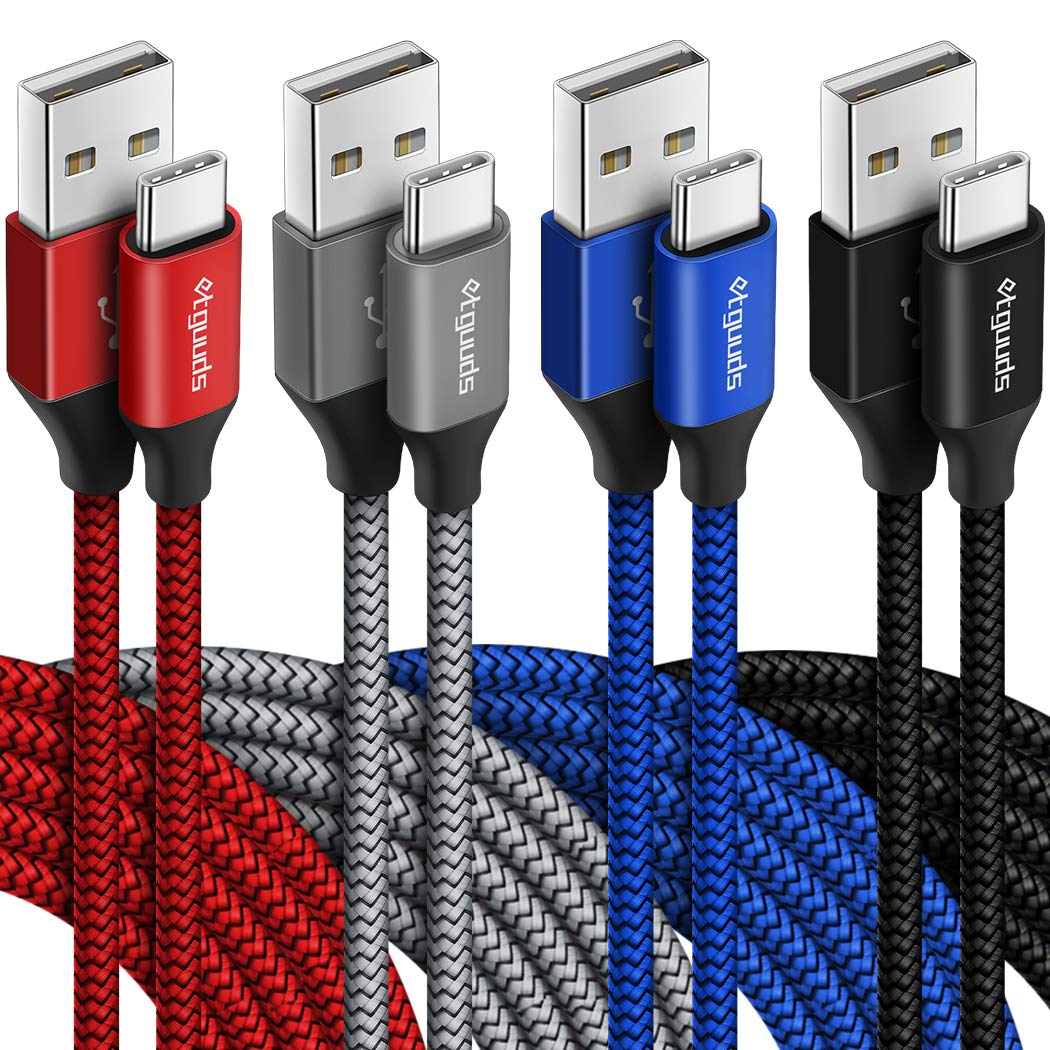 etguuds [4-Pack, 3ft] USB Type C Cable 3A Fast Charging, USB A to USB C Cable Premium Nylon Braided Compatible with Samsung Galaxy S20 S10 S9 S8 Plus