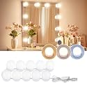 LED Vanity Lights For Mirror, Consciot Hollywood Style Vanity Lights With 10 Dimmable Bulbs, Adjustable Color & Brightness, USB Cable, Mirror Lights