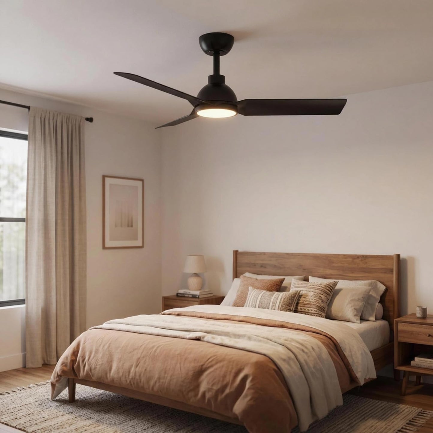 GarveeHome 42 Inch Black Ceiling Fan with Lights and Remote, 3 ABS Blades Modern Low Profile LED Ceiling Fan, 3CCT Dimmable, Quiet 6 Speed Reversible
