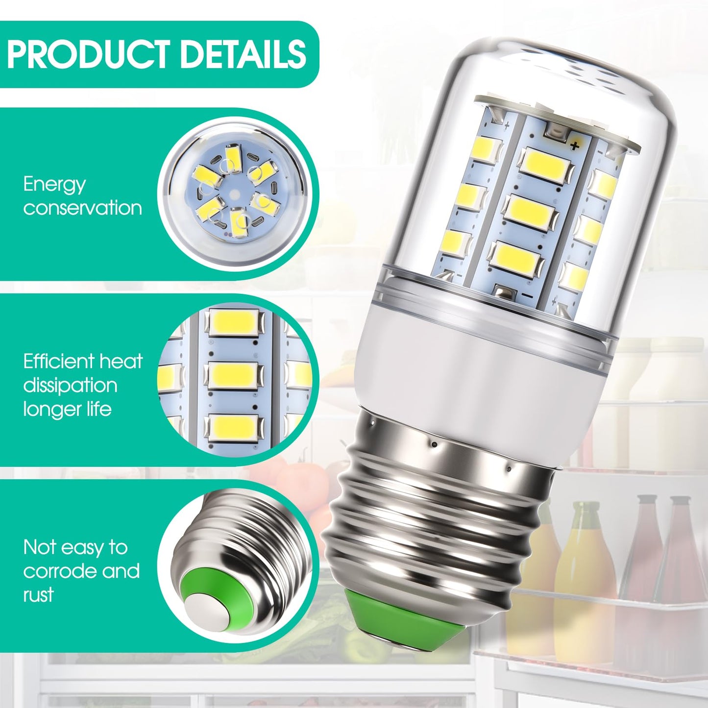 5304511738 KEI D34L Refrigerator Light for Frigidaire and Kenmore (2 Pack)