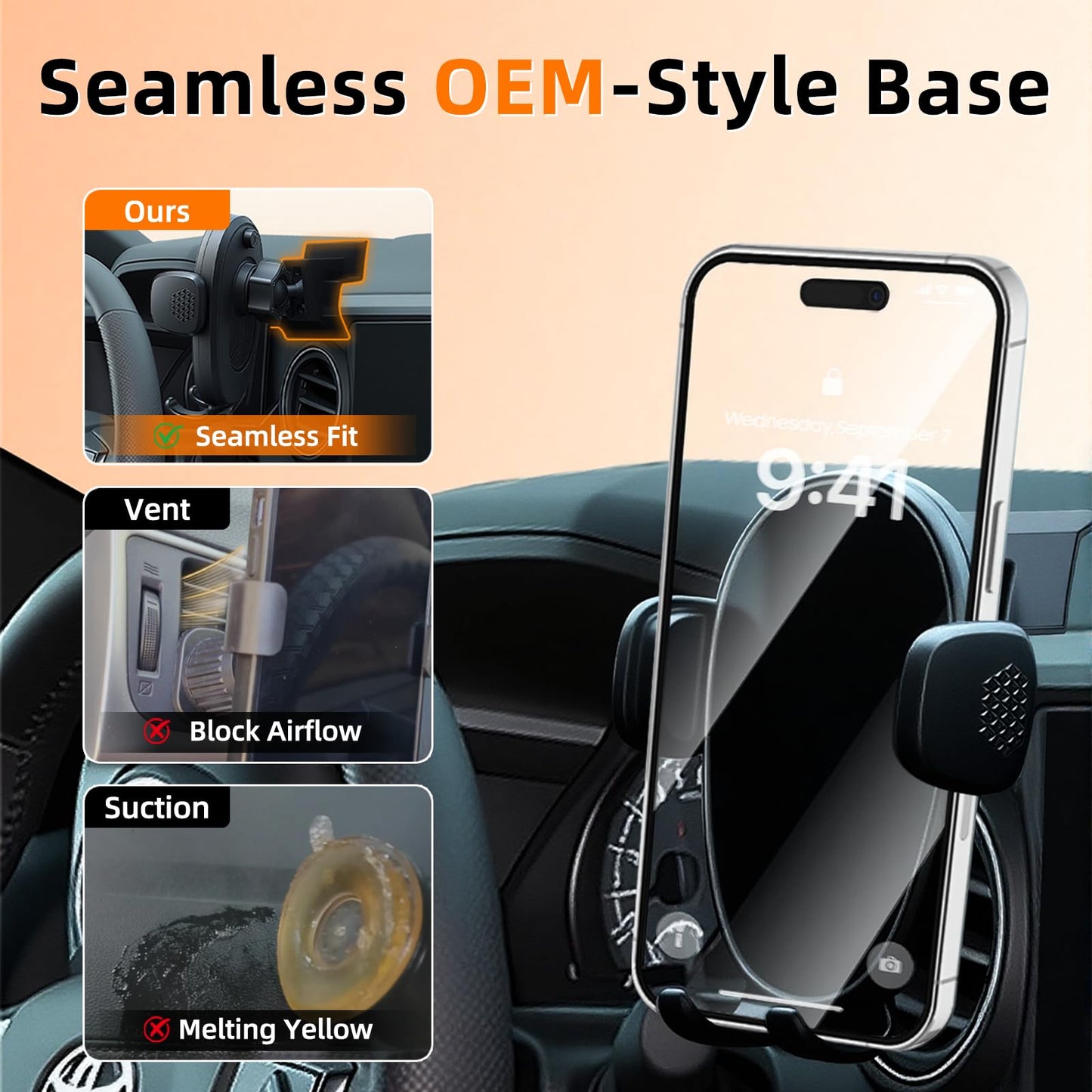 Phone Mount for Toyota Tacoma (2016-2023, 3rd Gen), 360° Adjustable Dashboard Phone Holder, Hands Free Car Smartphone Mount for iPhone, Google