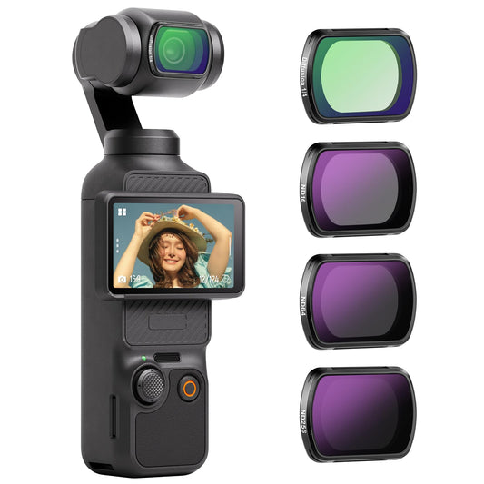 NEEWER Magnetic ND&Black Diffusion 1/4 Effect Filter Kit Compatible with DJI OSMO Pocket 3 Creator Combo Accessories, Action Camera 4 Pack Neutral