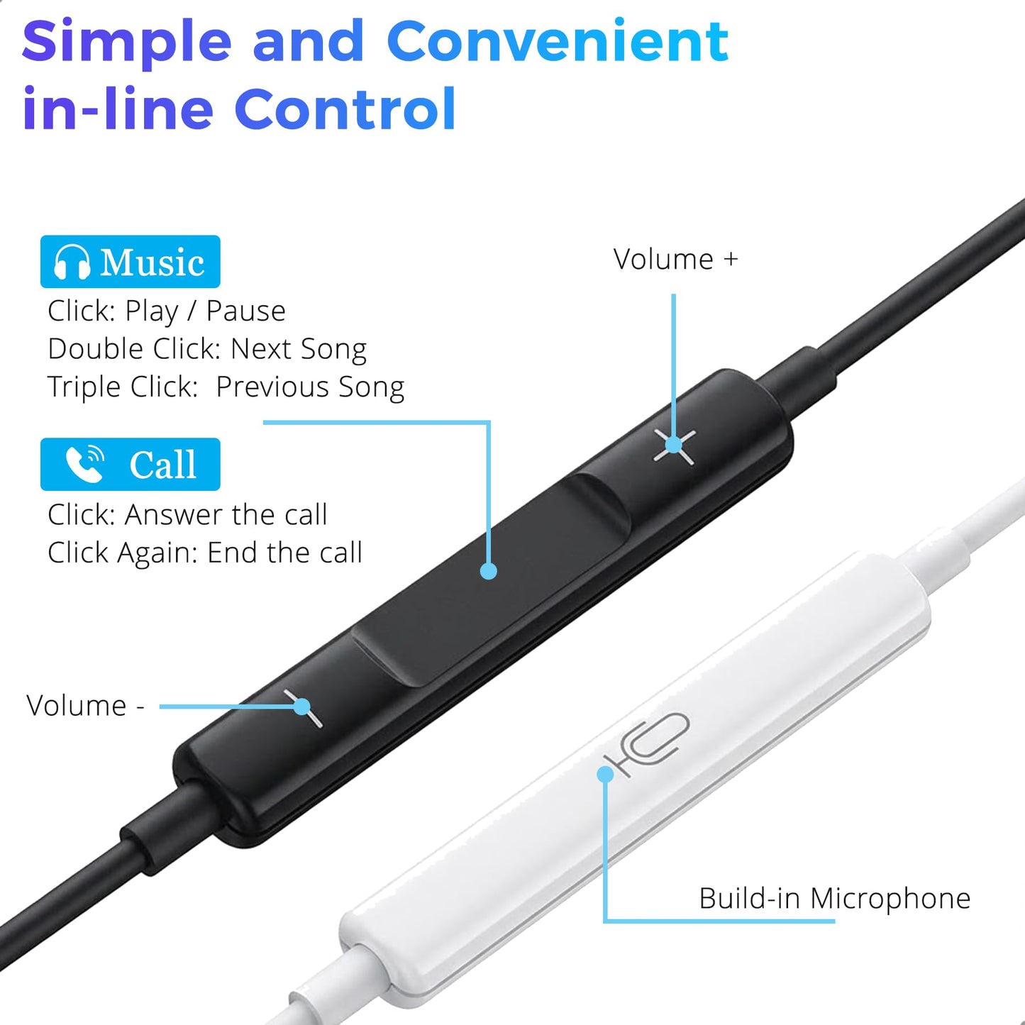 2-Pack USB C Headphones for iPhone 17 16 15 Pro Max Plus, for Apple Wired Earbuds with Mic & Volume Control, [HiFi] [Clear Call] USBC Earphones Wired