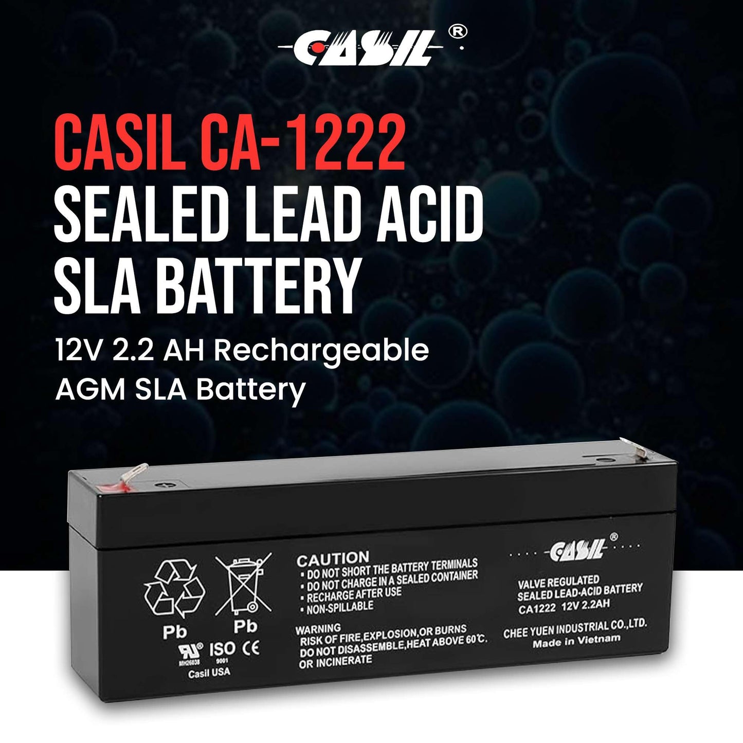 Casil CA1223 12V 2.3AH Compatible with DR Trimmer,DSC Alexor, 12V 2.2 AH Rechargeable AGM SLA Battery Replace NP2.3 12 12Volt 2.3AH