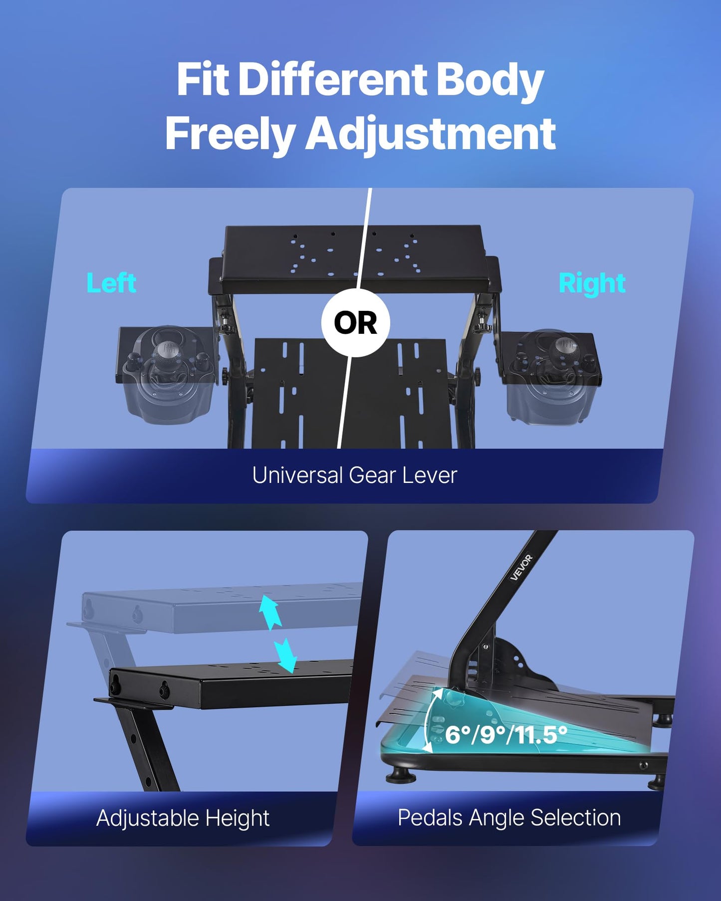 VEVOR Racing Wheel Stand, Adjustable & Foldable Simulator Stand for Logitech G29 G27 G920 G923, Thrustmaster T300RS T300GT T248 TS-PC TSXW Gaming