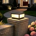 SLAWA Outdoor Post Caps Light With Pier Mount Base Column Cap Lamps Black Waterproof Pole Lantern Light Fixture Square Exterior Pillar Lamp Outdoor