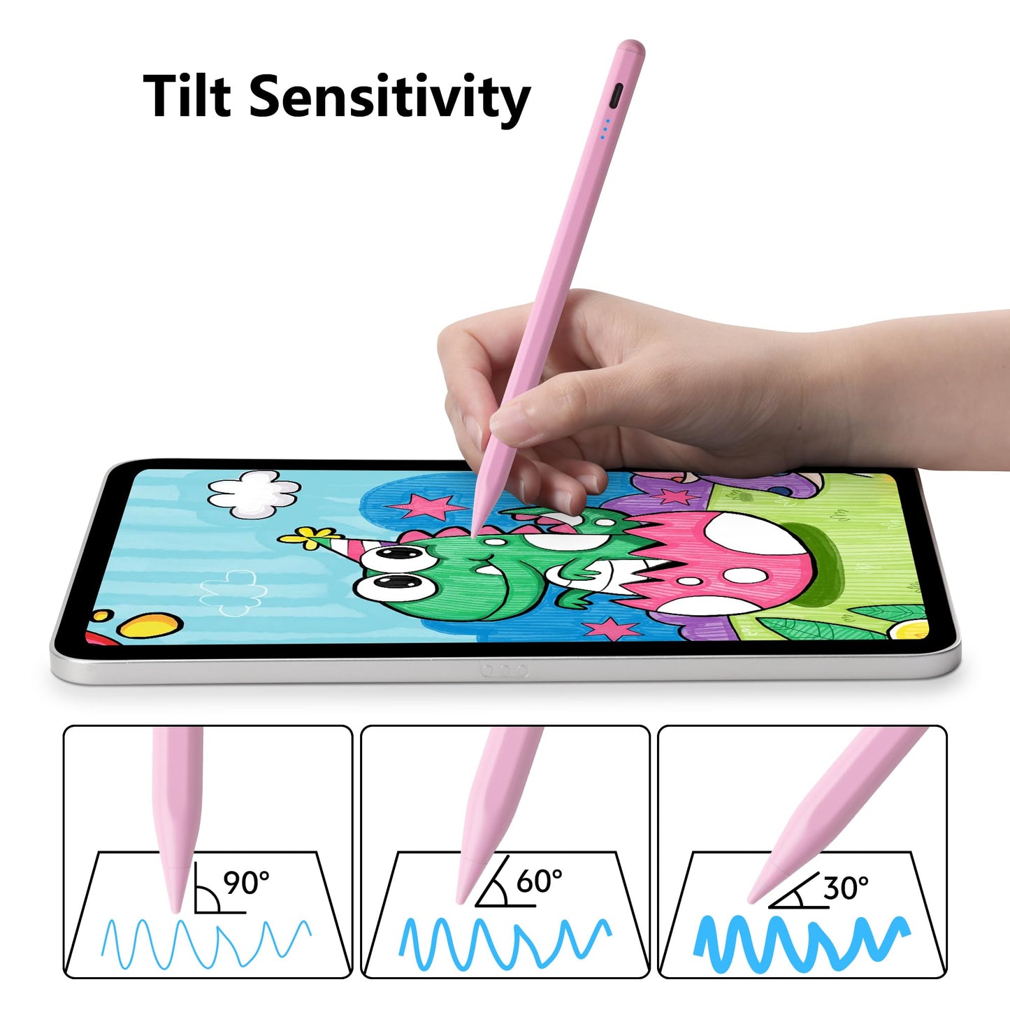 Stylus Pen for Apple Pencil Tilt Sensitivity Palm Rejection for iPad A16 11th 10th 9th 8th 7th 6th Generation, iPad Air M3 M2 3rd 4th 5th Gen, iPad