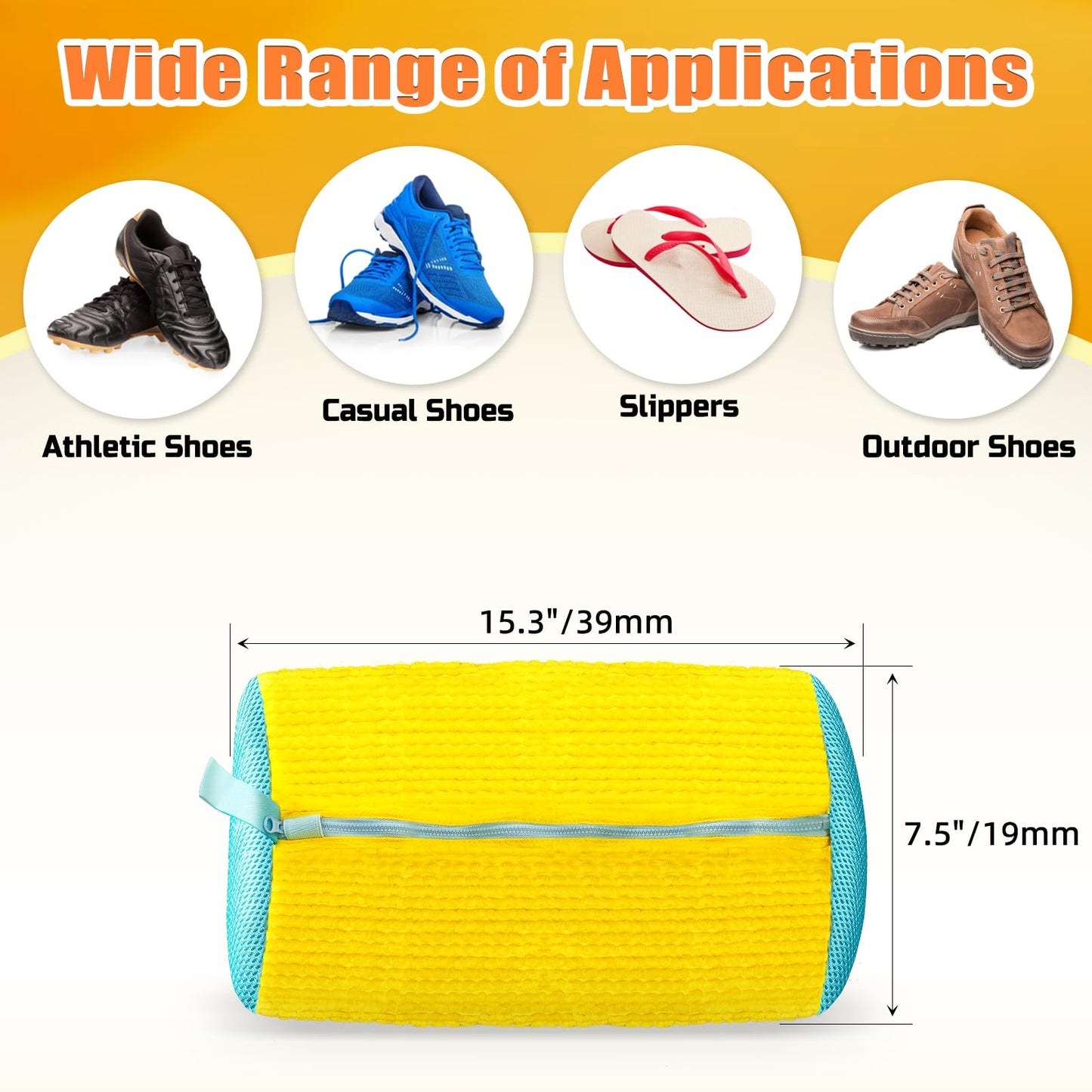 Shoe Washing Machine Bag, Shoe Laundry Bag, Shoe Washing Bag for Washer and Dryer, Yellow