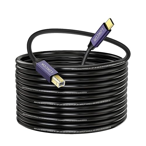 LDKCOK USB B to USB C Printer Cable 6FT, USB C MIDI Cable Compatible for MacBook Pro, HP, Epson, Canon, Brother, Lexmark, Xerox Printers