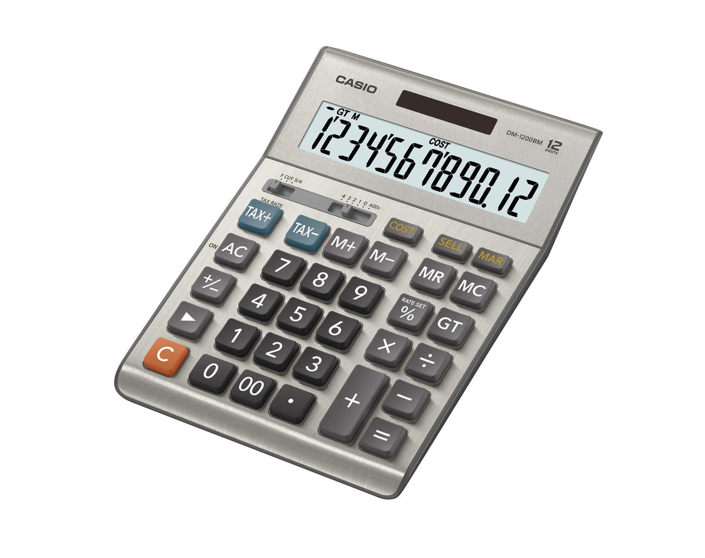 Casio DM-1200BM - Business Desktop Calculator with Cost/Sell/Margin & Tax Keys | Extra-Large 12-Digit Display, Kickstand | Ideal for Office & Finance