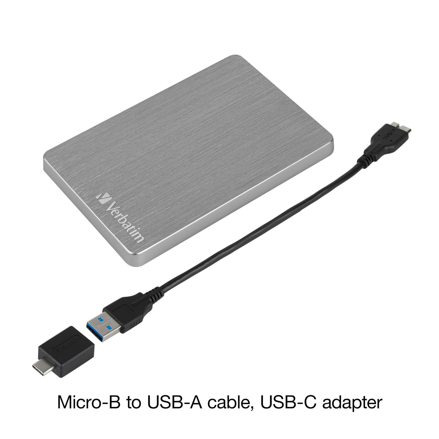 Verbatim 1TB Store 'n’ Go ALU USB 3.2 Gen 1 HDD Slim Aluminum Portable External Hard Drive - Silver