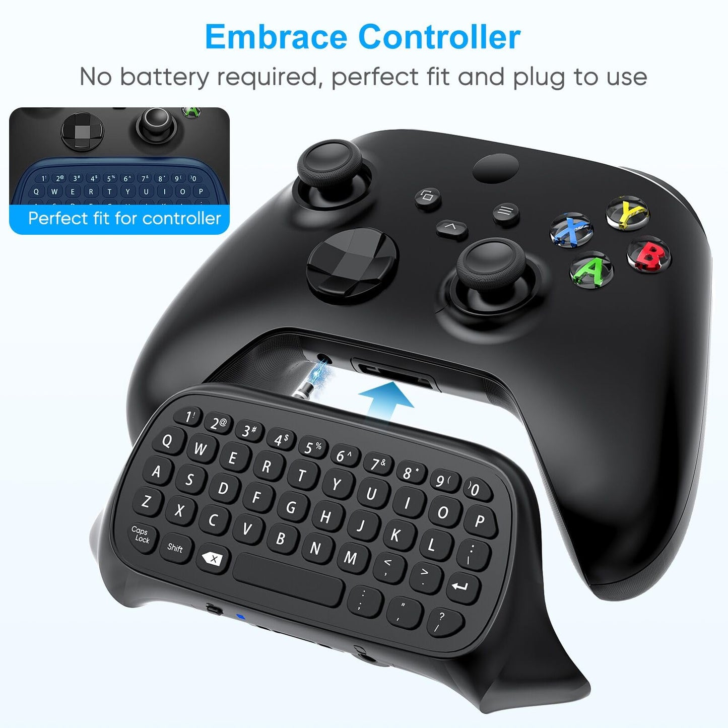 Keyboard for Xbox Series X/S, One/One X/S, Elite One/2 Controller, Wireless Gaming Chatpad Message Keypad with USB Receiver, Audio/Headset Jack