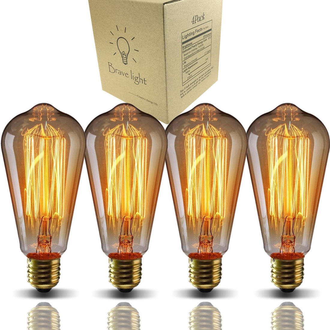 GOENDR E26 40W Edison Bulbs, ST64 Vintage Incandescent Light Bulbs, 2700K Warm Dimmable, Squirrel Cage Filament Bulb for Table Lamp Home Antique