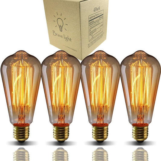 GOENDR E26 40W Edison Bulbs, ST64 Vintage Incandescent Light Bulbs, 2700K Warm Dimmable, Squirrel Cage Filament Bulb for Table Lamp Home Antique