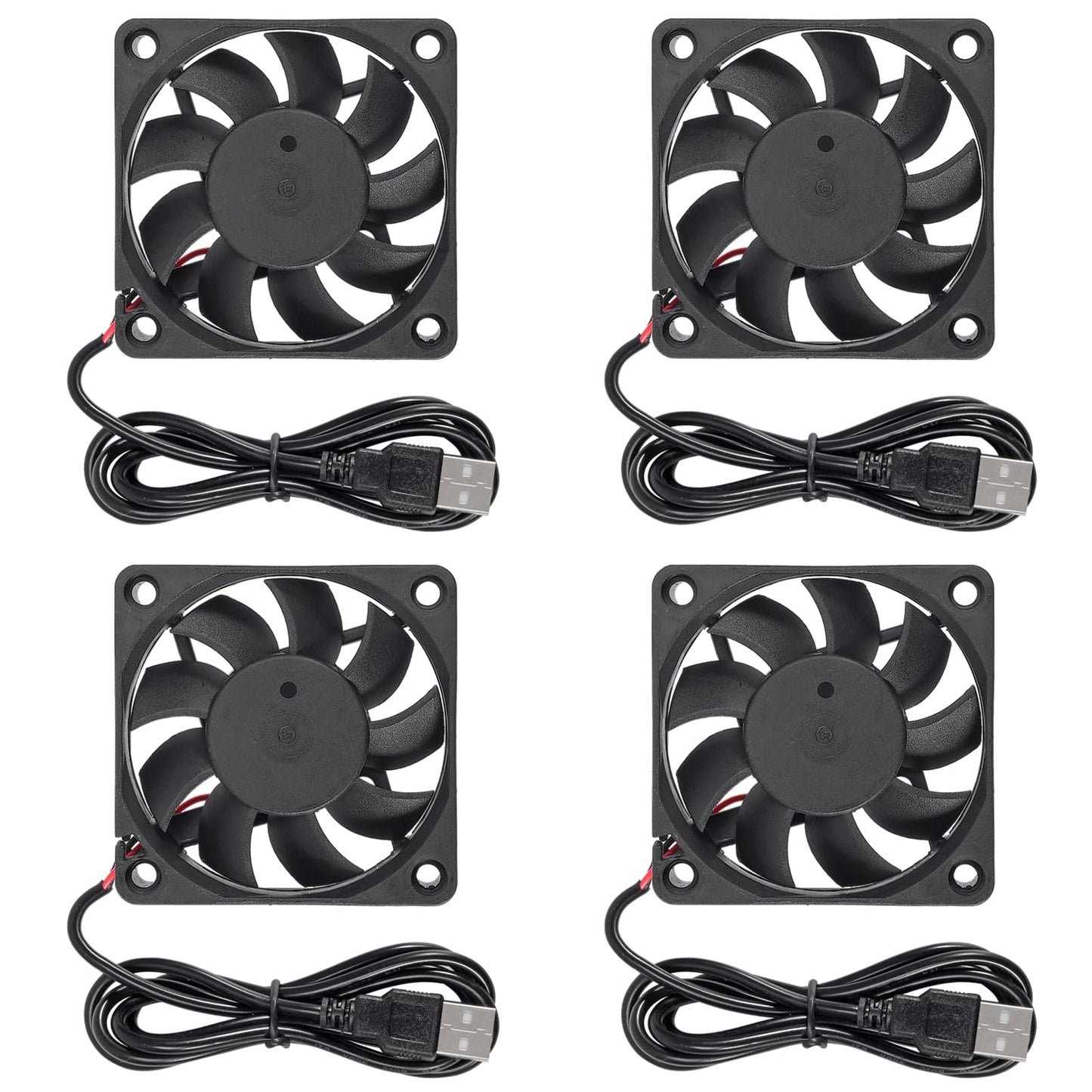 4pcs 6015 Fan 60x60x15mm DC 5V 60mmx15mm Brushless Fan Replacement Ball Bearing 60mm Fan for DIY PC Computer Case Cooling Fan - USB