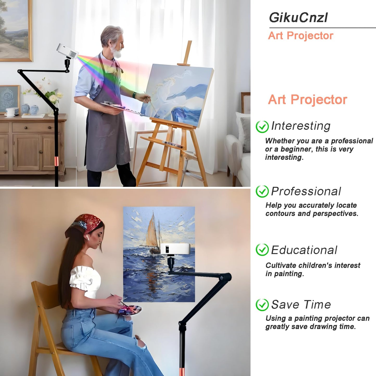 GIKUCNZL Drawing Projector, Art Projector for Tracing, Projector for Drawing, Tracing Drawing Tool Smart Sketcher Projector, Mini Portable Smart Phone