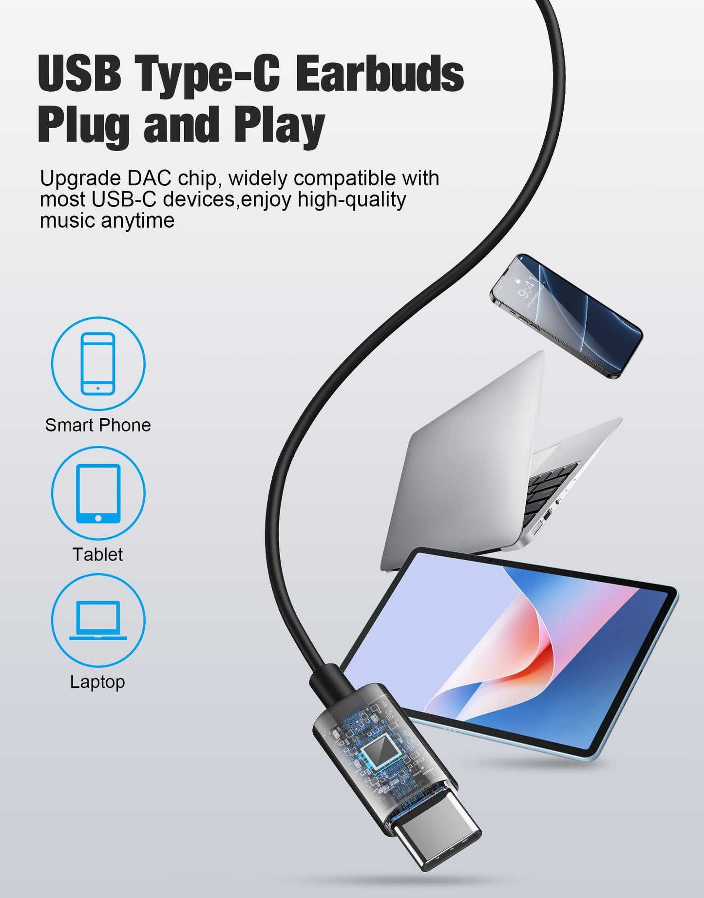 Wired Earbuds USB C for Samsung S26/S25/S24, USBC Headphones Wired Ear Buds