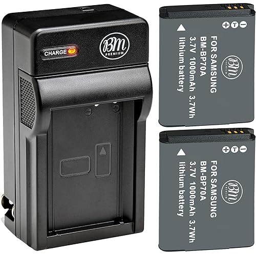 BM Premium 2 BP-70A Batteries and Charger for Samsung ES65, ES70, ES80, MV800, PL120, PL170, PL200, SL50, SL600, SL605, SL630, ST76, ST80, ST90, ST95