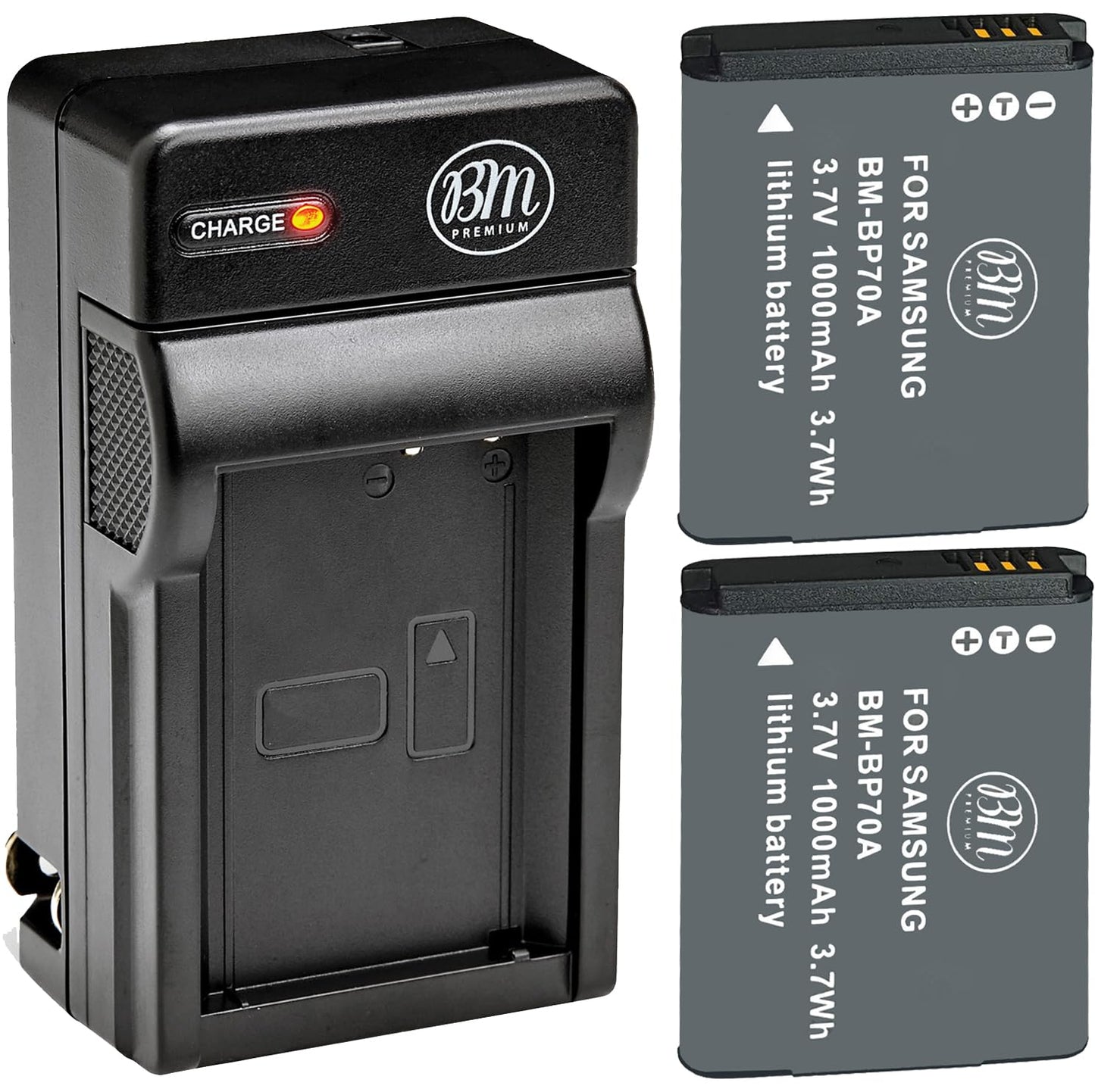 BM Premium 2 BP-70A Batteries and Charger for Samsung ES65, ES70, ES80, MV800, PL120, PL170, PL200, SL50, SL600, SL605, SL630, ST76, ST80, ST90, ST95