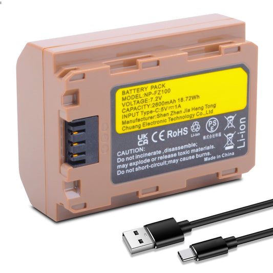 ANCBD USB-C NP-FZ100 Battery for Sony A7iv, A7iii, A7C, A6600, A6700, FX3, FX30, ZV-E1, A9, Alpha 9, Alpha 9S, A9S, A7RIII, A7RIV, A7RV, A7Siii, FX3