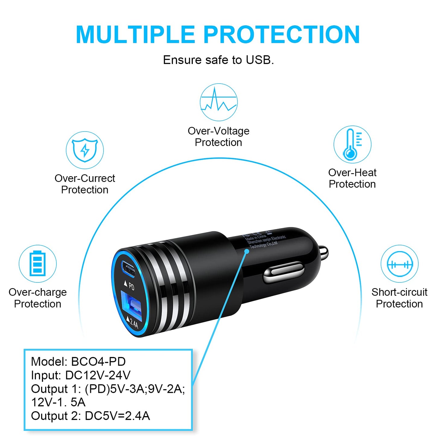 USB C Car Charger Fast Charging for iPhone 17/Air/17 Pro/17 Pro Max/16e/16/16 Pro/16 Pro Max/16 Plus/15 Pro Max, 30W 2-Port Fast Type C Car Charger
