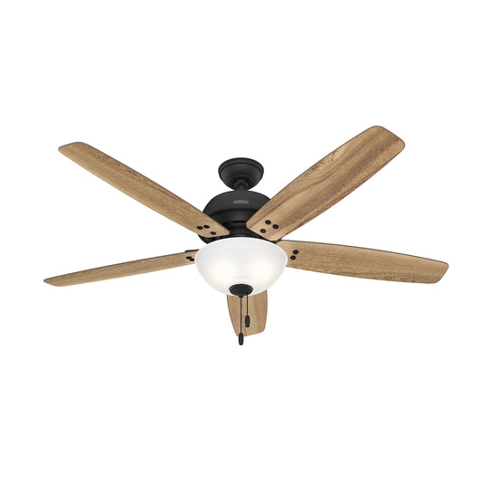 Hunter Fan 60 inch Casual Matte Black Finish Indoor Ceiling Fan with LED Light Kit and Pull Chain (Renewed)